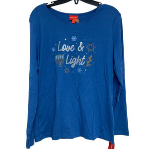 NWT New Holiday Lane Womens Large Love & Light Hanukkah Long Sleeve Tee Shirt